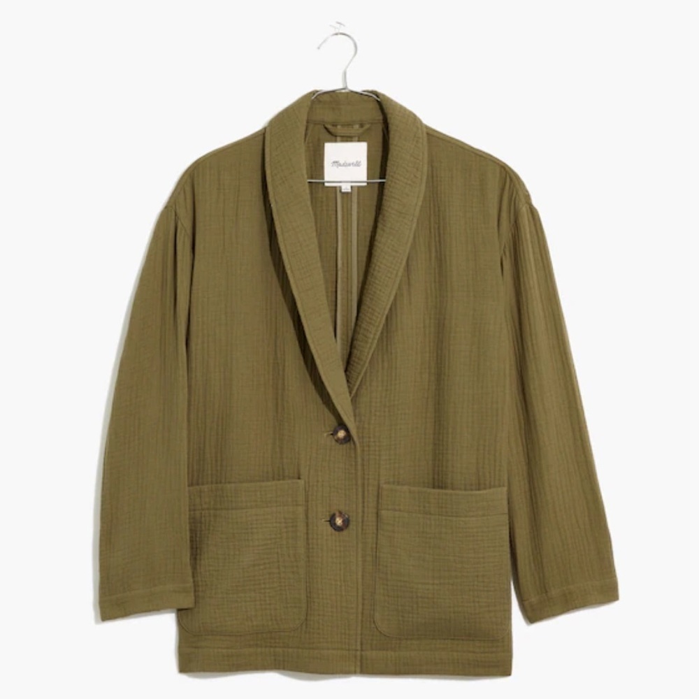 Madewell Lightspun Dorset Blazer Olive Green - Color: Distant Surplus - Picture 3 of 12